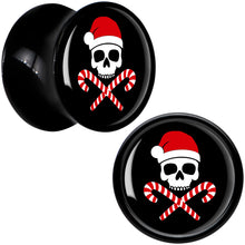 Load image into Gallery viewer, Santa Pirate Candy Cane Skull Black Acrylic Saddle Plug Set by Onyx O
