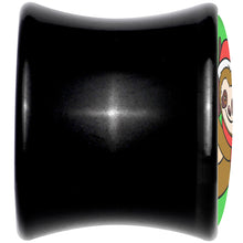 Load image into Gallery viewer, Holiday Santa Sloth Black Acrylic Saddle Plug Set by Onyx O
