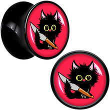 Load image into Gallery viewer, Stabby Cat Black Acrylic Saddle Plug Set by Onyx O
