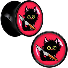 Load image into Gallery viewer, Stabby Cat Black Acrylic Saddle Plug Set by Onyx O
