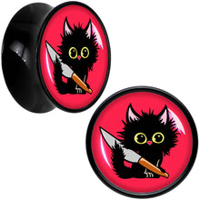 Load image into Gallery viewer, Stabby Cat Black Acrylic Saddle Plug Set by Onyx O
