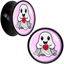 Load image into Gallery viewer, Valentine Sweet Ghost Black Acrylic Saddle Plug Set by Onyx O
