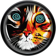 Load image into Gallery viewer, Colorful Trippy Cat Black Acrylic Saddle Plug Set 8mm to 20mm by Onyx O
