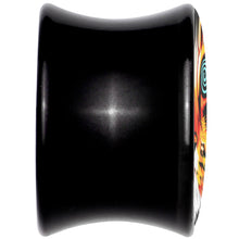 Load image into Gallery viewer, Colorful Trippy Cat Black Acrylic Saddle Plug Set 8mm to 20mm by Onyx O
