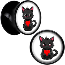 Load image into Gallery viewer, Valentine Cat Black Acrylic Saddle Plug Set by Onyx O
