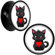 Load image into Gallery viewer, Valentine Cat Black Acrylic Saddle Plug Set by Onyx O
