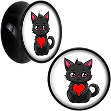 Load image into Gallery viewer, Valentine Cat Black Acrylic Saddle Plug Set by Onyx O
