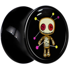 Load image into Gallery viewer, 0G Voodoo Doll Black Acrylic Saddle Plug Set by Onyx O
