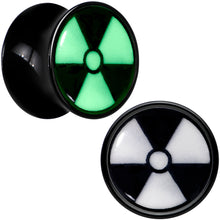 Load image into Gallery viewer, Black Acrylic Radioactive Glow in the Dark Double Flare Plug Set by Onyx O
