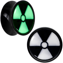 Load image into Gallery viewer, Black Acrylic Radioactive Glow in the Dark Double Flare Plug Set by Onyx O
