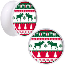 Load image into Gallery viewer, Ugly Christmas Sweater White Acrylic Saddle Plug Set Sizes 5mm to 20mm
