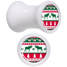 Load image into Gallery viewer, Ugly Christmas Sweater White Acrylic Saddle Plug Set Sizes 5mm to 20mm
