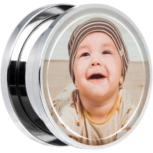 Load image into Gallery viewer, Stainless Steel Custom Photo Screw Fit Plug - buy 2 for a pair
