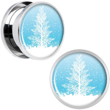 Load image into Gallery viewer, Winter Snow Covered Tree Screw Fit Plug Set Sizes 5mm to 20mm

