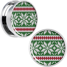 Load image into Gallery viewer, Green Red Christmas Sweater Screw Fit Plug Set Sizes 5mm to 20mm
