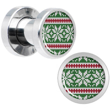 Load image into Gallery viewer, Green Red Christmas Sweater Screw Fit Plug Set Sizes 5mm to 20mm
