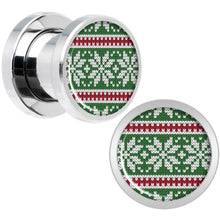 Load image into Gallery viewer, Green Red Christmas Sweater Screw Fit Plug Set Sizes 5mm to 20mm
