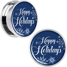 Load image into Gallery viewer, Happy Holidays Snowflake Screw Fit Plug Set Sizes 6mm to 20mm
