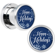 Load image into Gallery viewer, Happy Holidays Snowflake Screw Fit Plug Set Sizes 6mm to 20mm
