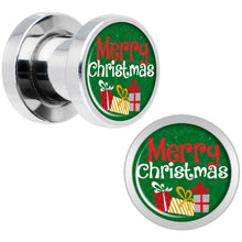 Load image into Gallery viewer, Merry Christmas Presents Screw Fit Plug Set Sizes 6mm to 20mm
