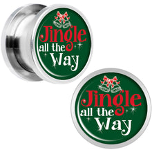 Load image into Gallery viewer, Green Jingle All the Way Screw Fit Plug Set Sizes 6mm to 20mm
