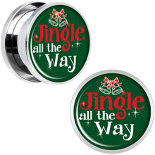 Load image into Gallery viewer, Green Jingle All the Way Screw Fit Plug Set Sizes 6mm to 20mm
