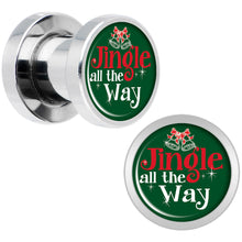 Load image into Gallery viewer, Green Jingle All the Way Screw Fit Plug Set Sizes 6mm to 20mm
