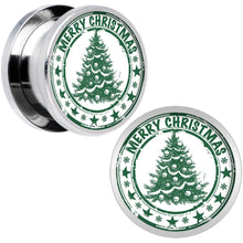 Load image into Gallery viewer, Merry Christmas Tree Screw Fit Plug Set Sizes 5mm to 20mm

