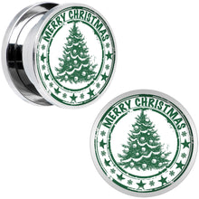 Load image into Gallery viewer, Merry Christmas Tree Screw Fit Plug Set Sizes 5mm to 20mm
