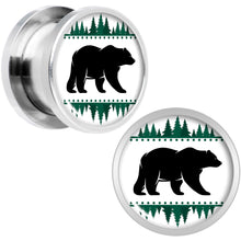 Load image into Gallery viewer, Winter Polar Bear in Woods Screw Fit Plug Set Sizes 5mm to 20mm
