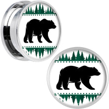 Load image into Gallery viewer, Winter Polar Bear in Woods Screw Fit Plug Set Sizes 5mm to 20mm
