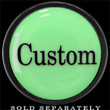 Load image into Gallery viewer, Custom Personalized Glow in the Dark Screw Fit Plug in Anodized Black Titanium - buy 2 for a pair
