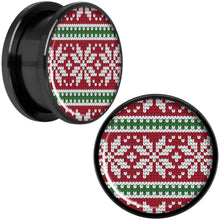 Load image into Gallery viewer, Red Green Christmas Sweater Black Screw Fit Plug Set Sizes 5mm to 20mm
