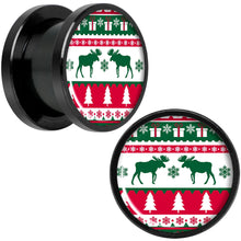 Load image into Gallery viewer, Ugly Christmas Sweater Black Screw Fit Plug Set Sizes 6mm to 20mm

