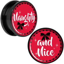 Load image into Gallery viewer, Red Holiday Naughtyy and Nice Black Screw Fit Plug Set Sizes 6mm to 20mm
