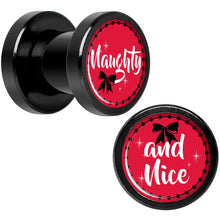 Load image into Gallery viewer, Red Holiday Naughtyy and Nice Black Screw Fit Plug Set Sizes 6mm to 20mm

