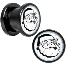 Load image into Gallery viewer, Christmas Retro Santa Ho Ho Ho Black Screw Fit Plug Set Sizes 5mm to 20mm
