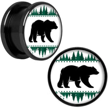 Load image into Gallery viewer, Winter Polar Bear in Woods Black Screw Fit Plug Set Sizes 5mm to 20mm
