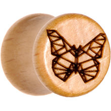 Load image into Gallery viewer, Organic Beechwood Geometric Butterfly Saddle Plug Set 0G to 25mm
