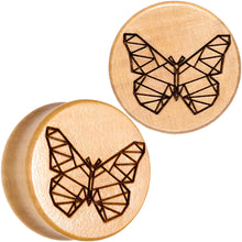 Load image into Gallery viewer, Organic Beechwood Geometric Butterfly Saddle Plug Set 0G to 25mm
