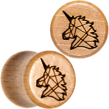 Load image into Gallery viewer, Organic Beechwood Geometric Unicorn Saddle Plug Set 0G to 25mm
