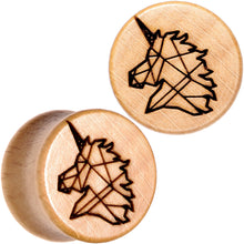 Load image into Gallery viewer, Organic Beechwood Geometric Unicorn Saddle Plug Set 0G to 25mm
