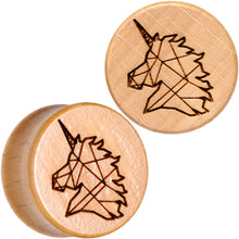 Load image into Gallery viewer, Organic Beechwood Geometric Unicorn Saddle Plug Set 0G to 25mm
