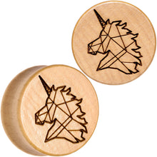 Load image into Gallery viewer, Organic Beechwood Geometric Unicorn Saddle Plug Set 0G to 25mm
