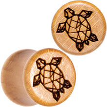 Load image into Gallery viewer, Organic Beechwood Geometric Turtle Saddle Plug Sett 0G to 25mm
