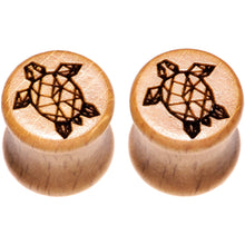 Load image into Gallery viewer, Organic Beechwood Geometric Turtle Saddle Plug Sett 0G to 25mm
