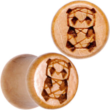 Load image into Gallery viewer, Organic Beechwood Geometric Panda Saddle Plug Set 0G to 25mm
