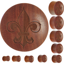 Load image into Gallery viewer, Organic Sawo Wood Fleur de Lis 50-50 Saddle Plug
