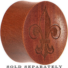 Load image into Gallery viewer, Organic Sawo Wood Fleur de Lis 50-50 Saddle Plug
