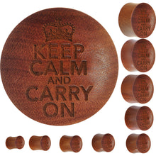 Load image into Gallery viewer, Organic Sawo Wood Keep Calm and Carry on Saddle Plug

